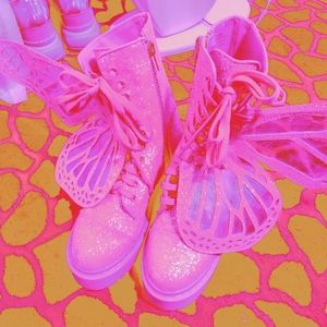 Club Exx Pink Metamorphosis Glitter Boots